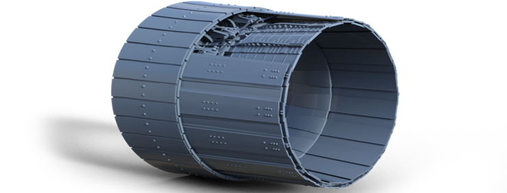Su-27 Saturn AL31 detailed piece of nozzle with some panels removed